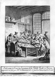Innenansicht des kleinen Postamts in Paris im Jahr 1760